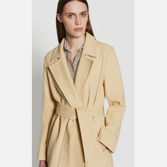 Equipment Light Golden Yellow "Alyssandra" Belted Cotton Pea Coat sz XS